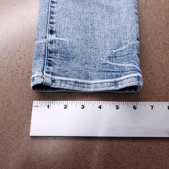 Flying Monkey Jeans Women 29 Lt Blue Straight Leg Distressed Y2K Grunge Casual - Picture 8 of 11